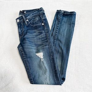 Vigoss FIT/Skinny Low Rise Distressed Blue Jeans Women's-26/ Junior's 1/2